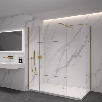 CERANO Sprchová zástěna Walk-in Onyx T L/P  zlatá kartáčovaná, industriální sklo 150x150