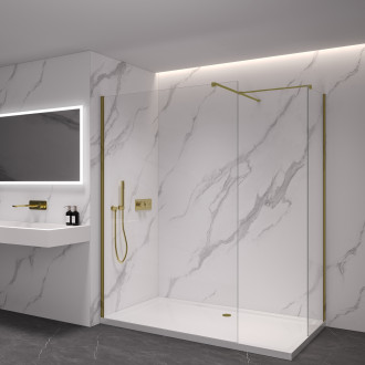 CERANO - Sprchová zástěna Walk-in Onyx T L/P - hranatá vzpěra - černá matná, transparentní sklo - 140x90 cm