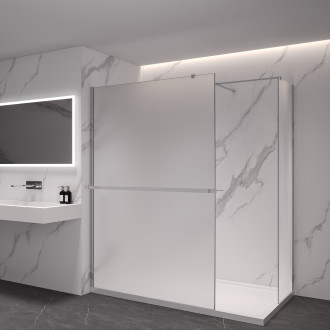 CERANO Sprchová zástěna Walk-in Onyx T L/P +držák chrom, mléčné sklo 140x120