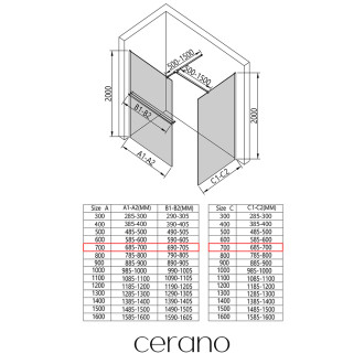 CERANO - Sprchová zástěna Walk-in Onyx T L/P - hranatá vzpěra + polička/držák na ručníky - chrom, rýhované sklo - 70x70 cm