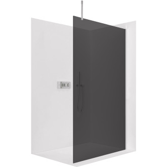 CERANO - Sprchová zástěna Walk-in Onyx Top Cube L/P - 8 mm - kulatá vzpěra - chrom, grafitové sklo - 30x200 cm