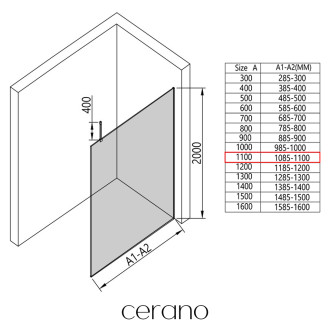 CERANO Sprchová zástěna Walk-in Onyx Top Cube L/P  chrom, rýhované sklo 110x200