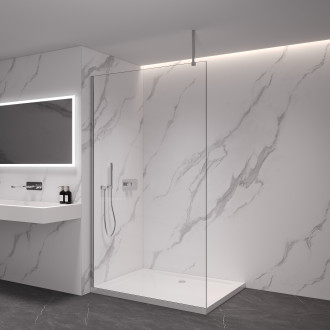 CERANO - Sprchová zástěna Walk-in Onyx Top Cube L/P - hranatá vzpěra - chrom, transparentní sklo - 60x200 cm