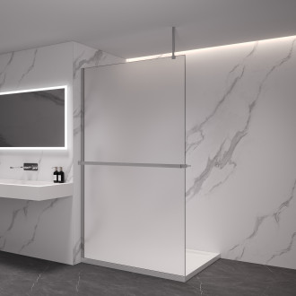 CERANO - Sprchová zástěna Walk-in Onyx Top Cube L/P - hranatá vzpěra + polička/držák na ručníky - chrom, mléčné sklo- 60x200 cm