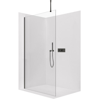 CERANO - Sprchová zástěna Walk-in Onyx Top L/P - černá matná, transparentní sklo - 100x200 cm