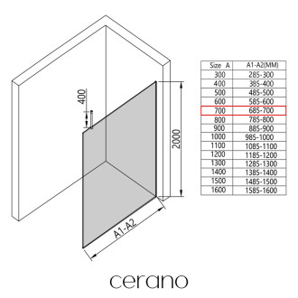 CERANO - Sprchová zástěna Walk-in Onyx Top L/P - chrom, rýhované sklo - 70x200 cm