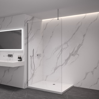 CERANO - Sprchová zástěna Walk-in Onyx Top L/P - chrom, transparentní sklo - 100x200 cm