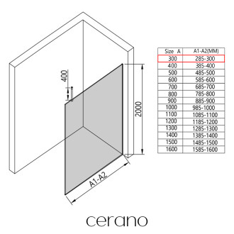 CERANO - Sprchová zástěna Walk-in Onyx Top Round L/P - 8 mm - kulatá vzpěra - chrom, transparentní sklo - 30x200 cm