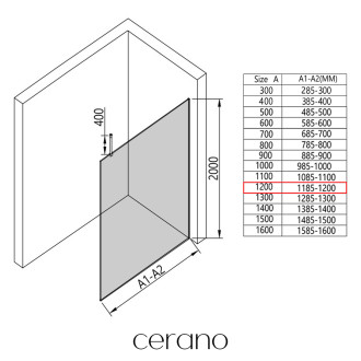 CERANO Sprchová zástěna Walk-in Onyx Top L/P zlatá kartáčovaná, grafitové sklo 120x200