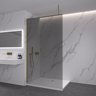 CERANO Sprchová zástěna Walk-in Onyx Top L/P zlatá kartáčovaná, grafitové sklo 70x200