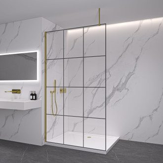 CERANO Sprchová zástěna Walk-in Onyx Top L/P 8mm zlatá kartáč/industriální sklo 130x200