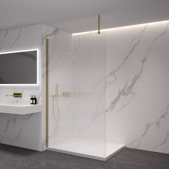 CERANO Sprchová zástěna Walk-in Onyx Top L/P zlatá kartáčovaná, rýhované sklo 110x200