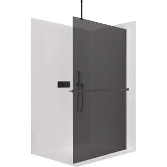 CERANO Sprchová zástěna Walk-in Onyx Top L/P držák černá mat, grafitové sklo 70x200