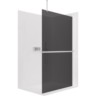 CERANO Sprchová zástěna Walk-in Onyx Top L/P +držák chrom, grafitové sklo 110x200