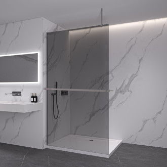 CERANO Sprchová zástěna Walk-in Onyx Top L/P +držák chrom, grafitové sklo 110x200