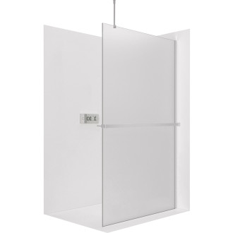 CERANO - Sprchová zástěna Walk-in Onyx Top Round L/P - 8 mm - kulatá vzpěra + polička/držák na ručníky - chrom, mléčné sklo - 30x200 cm