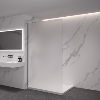 CERANO - Sprchová zástěna Walk-in Onyx Y L/P - 8 mm - kulatá vzpěra - chrom, mléčné sklo - 30x200 cm