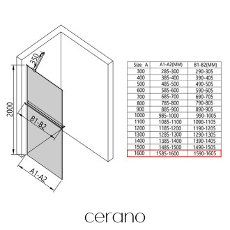 CERANO Sprchová zástěna Walk-in Onyx Y L/P držák černá mat, grafitové sklo 160x200