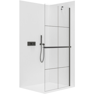 CERANO Sprchová zástěna Walk-in Onyx Y L/P +držák černá mat/industriální sklo 100x200