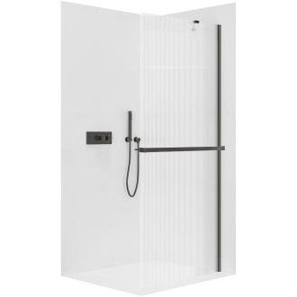 CERANO Sprchová zástěna Walk-in Onyx Y L/P +držák černá mat, rýhované sklo 140x200
