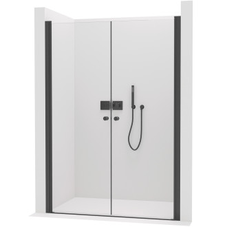 CERANO Sprchové 2-křídlové dveře Antelo L/P černá mat, transparent sklo 150x190