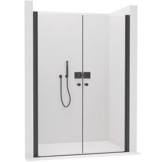 CERANO Sprchové 2-křídlové dveře Antelo L/P černá mat, transparent sklo 220x190 CER-482119