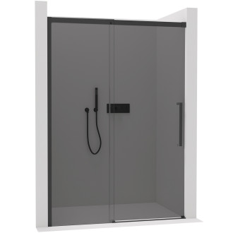 CERANO Sprchové posuvné dveře Lantono L/P černá mat, grafitové sklo 160x195 CER-8050BD7241