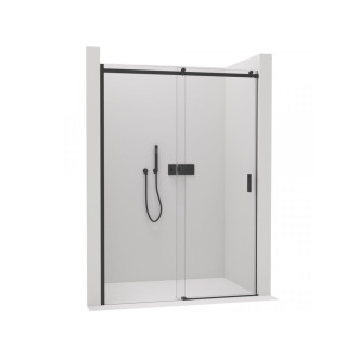 CERANO Sprchové posuvné dveře Santoro L/P 8mm černá mat, transparent sklo 100x195