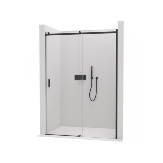 CERANO Sprchové posuvné dveře Santoro L/P 8mm černá mat, transparent sklo 160x195