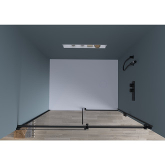 CERANO Sprchové posuvné dveře Santoro L/P 8mm černá mat, transparent sklo 160x195