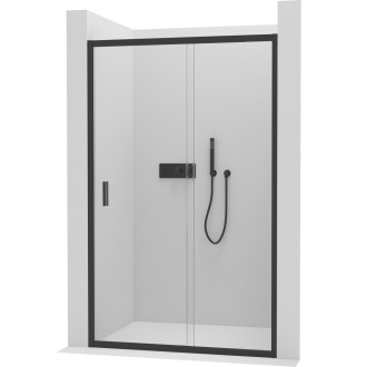CERANO Sprchové posuvné dveře Varone LINE L/P černá mat, transparent sklo 140x195