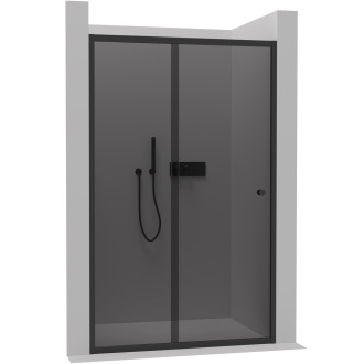 CERANO - Sprchové posuvné dveře Varone POINT L/P - černá matná, grafitové sklo - 150x195 cm