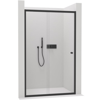 CERANO - Sprchové posuvné dveře Varone POINT L/P - černá matná, transparentní sklo - 150x195 cm
