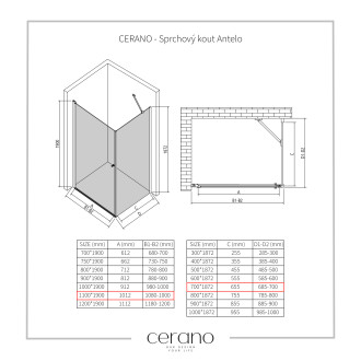 CERANO Sprchový kout Antelo L/P chrom, transparent sklo 110x70 křídlový
