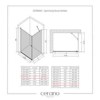 CERANO Sprchový kout Antelo L/P chrom, transparentní sklo 90x90 cm křídlový CER-433974