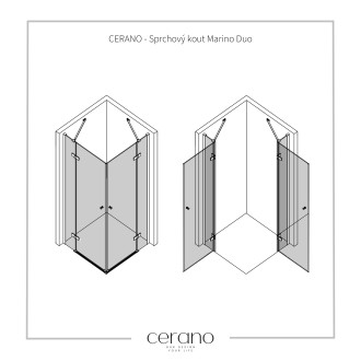 CERANO - Sprchový kout Marino Duo L/P - černá matná, transparentní sklo - 120x110 cm - křídlový