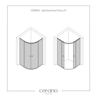 CERANO - Sprchový kout Orso L/P - 5 mm - rohový - černá, transparentní sklo - 100x100 cm - posuvný