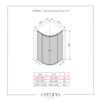 CERANO - Sprchový kout Orso L/P - 5 mm - rohový - černá, transparentní sklo - 80x80 cm - posuvný