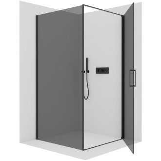 CERANO Sprchový kout Porte L/P černá mat, grafitové sklo 100x100 křídlový