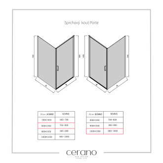 CERANO Sprchový kout Porte L/P chrom, transparentní sklo 100x80 cm křídlový CER-413516