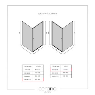 CERANO Sprchový kout Porte L/P chrom, transparentní sklo 80x100 cm křídlový CER-413534