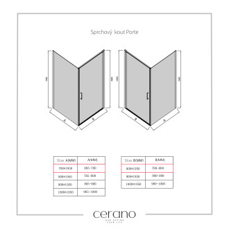 CERANO Sprchový kout Porte L/P chrom, transparentní sklo 80x70 cm křídlový CER-413543