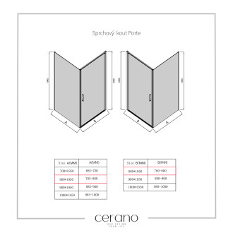 CERANO Sprchový kout Porte L/P chrom, transparentní sklo 80x80 cm křídlový CER-413540