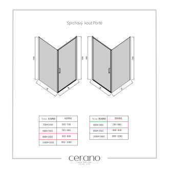 CERANO Sprchový kout Porte L/P chrom, transparentní sklo 80x90 cm křídlový CER-413537