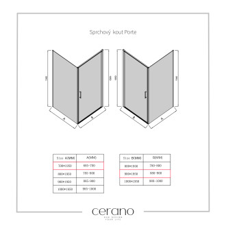 CERANO Sprchový kout Porte L/P chrom, transparentní sklo 90x70 cm křídlový CER-413531