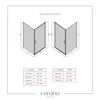 CERANO Sprchový kout Porte L/P chrom, transparentní sklo 90x90 cm křídlový CER-413525