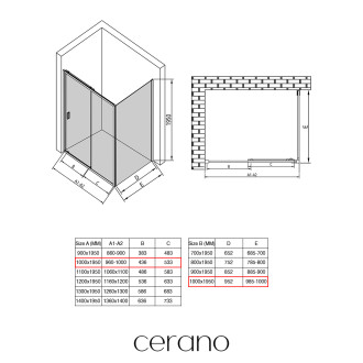 CERANO Sprchový kout Varone LINE L/P chrom, transparent sklo 100x100 posuvný