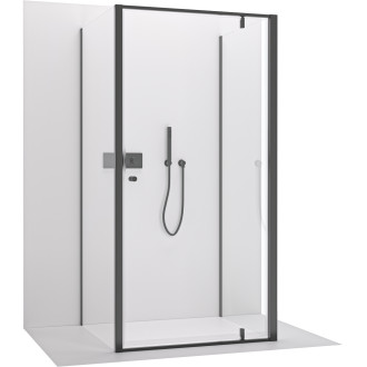 CERANO - Sprchový kout Ferri U L/P - 6 mm - černá matná, transparentní sklo - 80x80 cm - křídlový