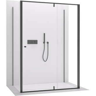 CERANO - Sprchový kout Santini U L/P - 6 mm - černá matná, transparentní sklo - 100x90 cm - křídlový
