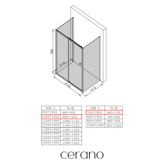CERANO - Sprchový kout Varone POINT U L/P - 6 mm - černá matná, transparentní sklo - 100x70 cm - posuvný